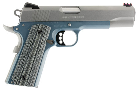 Colt Mfg O1070CCSBT 1911 Competition 45 ACP Caliber with 5" National Match Barrel, 8+1 Capacity, Blue Titanium Finish Frame, Serrated Stainless Steel Slide, Gray G10 Grip  &  70 Series Firing System