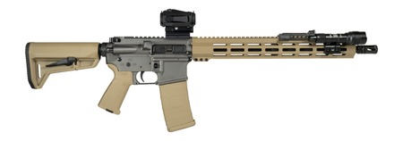 Shark Coast Tactical SCC04410TWB Tumbleweed Bundle 5.56 NATO 30+1 16" Black Nitride Threaded Barrel, Gray  &  Tan Cerakote Aluminum Receiver w/Picatinny Rail, M-LOK Handguard, Magpul Collapsible Tan Cer