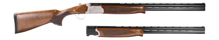 Balikli 336025 Blue Label Combo 20/28 Gauge Break Open 3" 2rd 26" Black Over/Under Vent Rib Barrel, Black Aluminum Engraved Pheasant Receiver, Fixed Turkish Walnut Stock