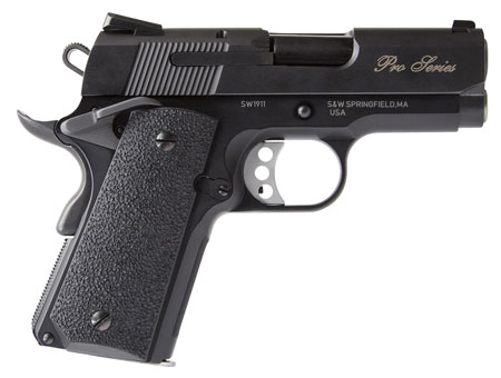 Smith  &  Wesson 178053 1911 Performance Center Pro *MA Compliant Sub-Compact Frame 9mm Luger 8+1, 3" Black Stainless Steel Barrel, Serrated Slide  &  Aluminum Frame w/Beavertail, Black Stippled Grip