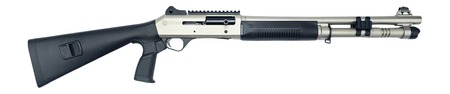 Panzer Arms PAM4MTSSS M4 12 Gauge Semi-Auto 3" 5+1 18.50" Nickel Barrel, Nickel Aluminum Receiver w/Picatinny Rail, Black Fixed Synthetic Stock, Black Polymer Grip