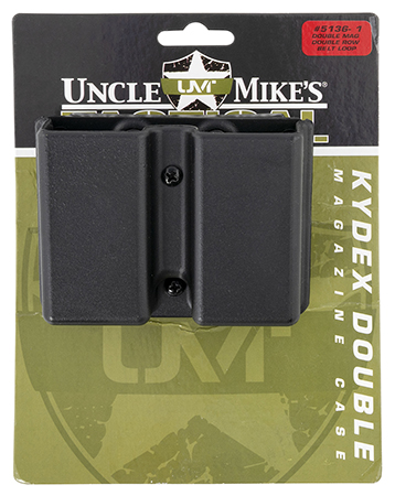 Uncle Mike's 51361 Kydex Double Mag Case Black Kydex Belt Clip 9mm Luger 40 S&W Belts 1.75" Wide