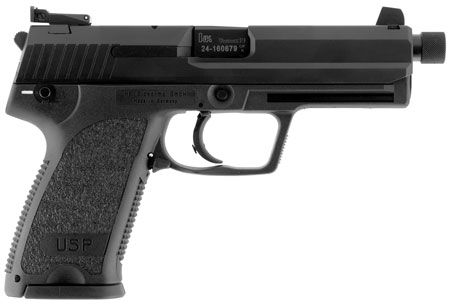 HK 81000349 USP Tactical V1 Full Size Frame 9mm Luger 10+1, 4.86" Black Steel Threaded Barrel, Black Serrated Steel Slide, Black Polymer Frame w/Accessory Rail, Black Polymer Grip, Right Hand