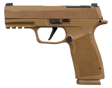 Sig Sauer 365XCA9CXR3 P365 XMacro 9mm Luger 17+1 3.70" Black DLC Barrel, Coyote Cerakote Stainless Steel Optic Ready/Serrated Slide  &  Frame w/Picatinny Rail, Interchangeable Backstrap Grip