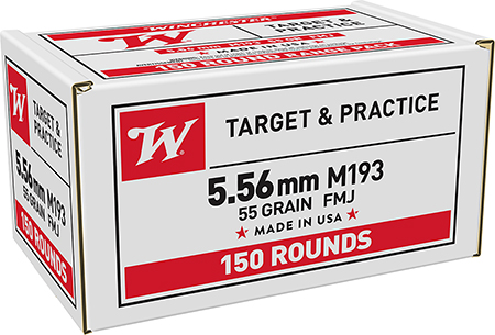 Winchester Ammo WM193150 USA M193 5.56x45mmNATO 55gr Full Metal Jacket 150 Per Box/4 Case *Value Pack