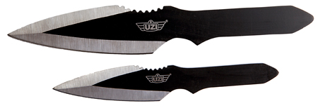 Uzi Accessories UZKTRW002 Throwing Knives  Fixed Spear Point Plain Black Stainless Steel Blade Black Stainless Steel Handle Includes