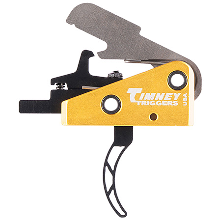 Timney Triggers 661S Competition Trigger  Single-Stage Skeletonized Curved Trigger with 3 lbs Draw Weight  &  Black/Gold Finish for AR-15