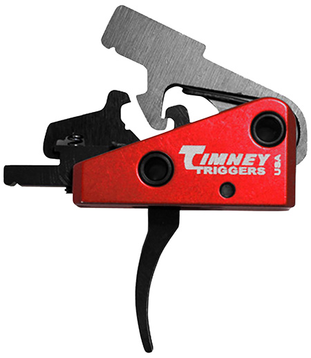 Timney Triggers 662S Targa Short Trigger  Two-Stage Curved Trigger with 2 lbs Draw Weight  &  Black/Red Finish for AR-Platform