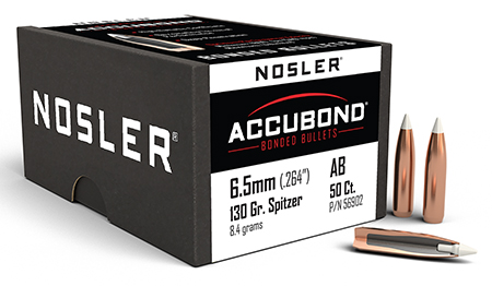 Nosler 56902 AccuBond  6.5Creedmoor 130gr Spitzer Point 50/Box