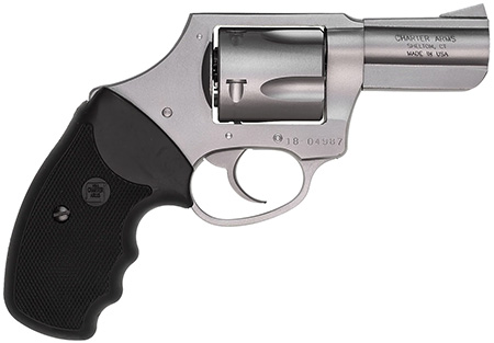 Charter Arms 74421 Bulldog  Large 44 Special, 5 Shot 2.50" Matte Stainless Steel Barrel, Cylinder  &  Frame w/Black Finger Grooved Rubber Grip