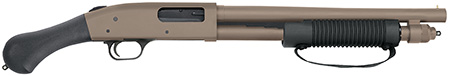 Mossberg 50653 590 Shockwave 12 Gauge 5+1 3" 14.375" Heavy Barrel, Flat Dark Earth Cerakote, Dual Extractors, Drilled  &  Tapped Receiver, Corncob Forend w/Strap, Raptor Birdshead Grip Stock