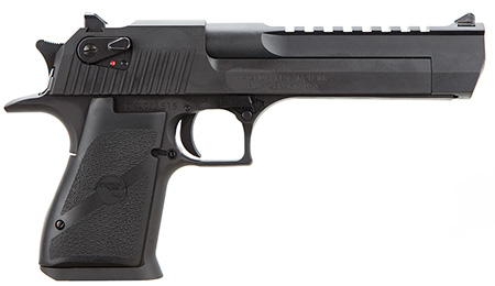 Magnum Research DE44 Desert Eagle Mark XIX 44 Rem Mag Caliber with 6" Picatinny Rail Barrel, 8+1 Capacity, Overall Black Finish Carbon Steel, Beavertail Frame, Serrated Slide  &  Rubber Grip