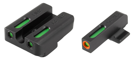 TruGlo TG13FN1PC TFX Pro  Black | Green Tritium  &  Fiber Optic Orange Outline Front Sight Green Tritium  &  Fiber Optic Rear Sight