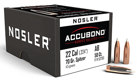Nosler 53780 AccuBond  22Cal 70gr Spitzer Point 50/Box