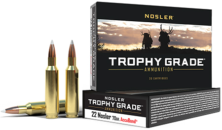 Nosler 60918 Trophy Grade  22Nosler 70gr Nosler AccuBond 20 Per Box/20 Case