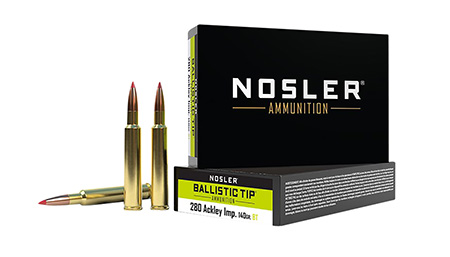 Nosler 43504 Ballistic Tip  280Ackley Improved 140gr Spitzer Ballistic Tip 20 Per Box/10 Case