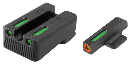 TruGlo TG13KM1PC TFX Pro  Black | Green Tritium  &  Fiber Optic Orange Outline Front Sight Green Tritium  &  Fiber Optic Rear Sight