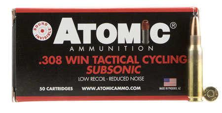 Atomic Ammunition 00472 Rifle Subsonic 308Win 260gr Soft Point Round Nose 50 Per Box/10 Case