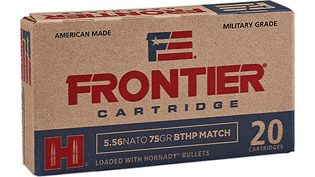 Frontier Cartridge FR320 Military Grade Centerfire Rifle 5.56x45mmNATO 75gr Hollow Point Boat Tail Match 20 Per Box/25 Case