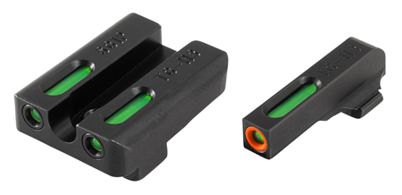 TruGlo TG13SG1PC TFX Pro  Black | Green Tritium  &  Fiber Optic Orange Outline Front Sight Green Tritium  &  Fiber Optic Rear Sight