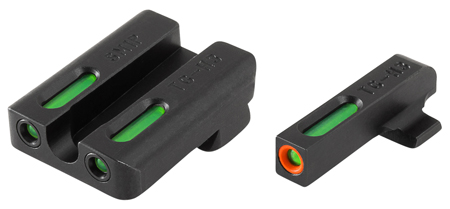 TruGlo TG13SM1PC TFX Pro  Black | Green Tritium  &  Fiber Optic Orange Outline Front Sight Green Tritium  &  Fiber Optic Rear Sight