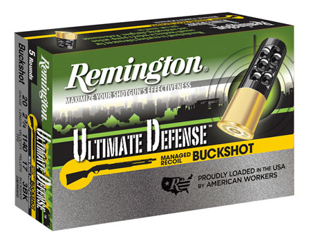 Remington Ammunition 20681 Ultimate Defense Buckshot 20Gauge 2.75" 3Buck Shot 5 Per Box/20 Case