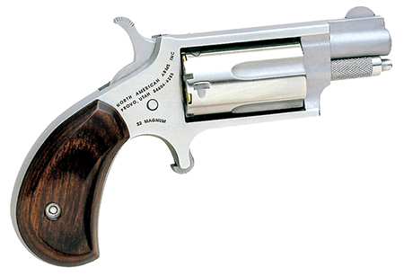 North American Arms 22MS Mini-Revolver *CA Compliant 22 WMR 5 Shot 1.13" Stainless Steel Barrel, Frame  &  Cylinder, Rosewood Birdshead Grip Exposed Hammer