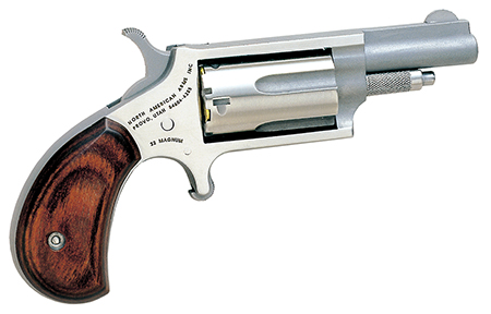 North American Arms 22M Mini-Revolver  22 WMR 5 Shot 1.63" Stainless Steel Barrel, Frame  &  Cylinder, Rosewood Grip Exposed Hammer