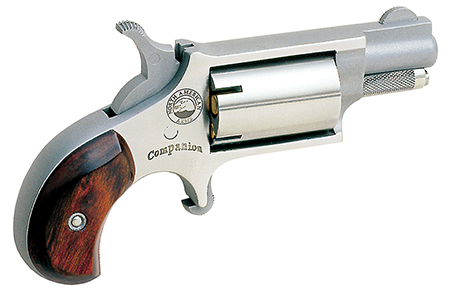 North American Arms 22LRCB Companion  SAO 22 Mag #11 Percussion 1.13" 5 Shot Stainless Barrel, Frame  &  Cylinder, Rosewood Birdshead Grip