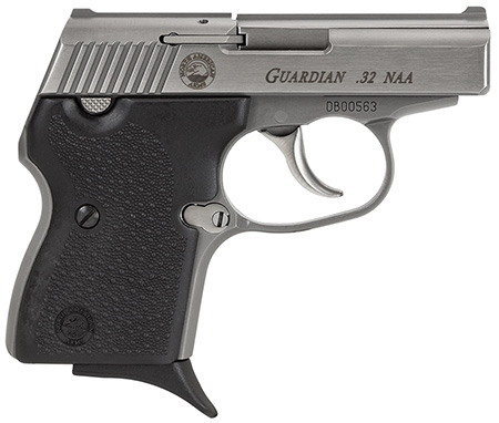 North American Arms 32NAA Guardian  32 NAA 6+1 2.50" Stainless Steel Barrel, Stainless Steel Serrated Slide, Stainless Steel Frame, Black Rubber Grip
