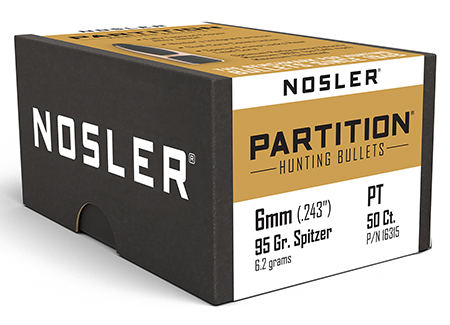 Nosler 16315 Partition  6mm 95gr Partition 50/Box