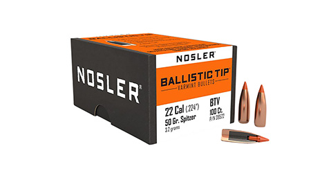 Nosler 39522 Ballistic Tip  22Cal 50gr Spitzer Point 100/Box