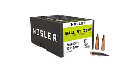 Nosler 24090 Ballistic Tip  6mm 90gr Ballistic Tip Hunting 50/Box