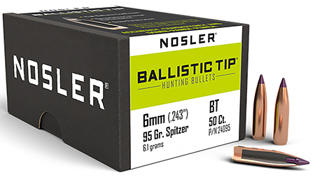 Nosler 24095 Ballistic Tip  6mm 95gr Spitzer 50/Box