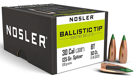Nosler 30125 Ballistic Tip  30Cal 125gr Spitzer 50/Box