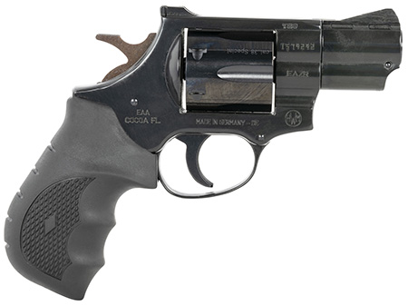 Weihrauch Guns 770125 Windicator  38 Special 6rd 2" Blued Steel Barrel  &  Cylinder, Compact Blued  Steel Frame w/Exposed Hammer, Ramp Front/Fixed Rear Sights, Finger Grooved Black Rubber Grip