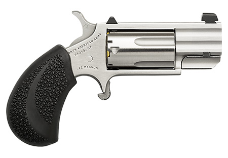 North American Arms PUGD Pug  22 WMR 5 rd 1" Barrel, Overall Stainless Steel Finish, Black Pebbled Texture Rubber Grip, XS White Dot Sight