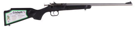 Crickett KSA2295 Youth  22 WMR 1rd 16.12" Blued Barrel  &  Receiver, Fixed Front/Adjustable Rear Peep Sights, Black Synthetic Stock w/11.5" LOP, Rebounding Firing Pin Safety
