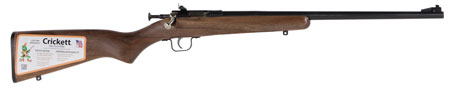 Crickett KSA2338 Youth  22 WMR 1rd 16.12" Barrel  &  Receiver, Fixed Front/Adjustable Rear Peep Sights, Walnut Stock w/11.5" LOP, Rebounding Firing Pin Safety