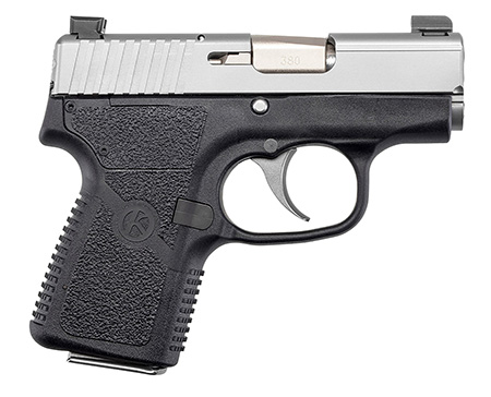 Kahr Arms KP38233N P *CA Compliant 380 ACP Caliber with 2.53" Barrel, 6+1 Capacity, Black Finish Frame, Serrated Matte Stainless Steel Slide, Textured Polymer Grip  &  TruGlo Night Sights
