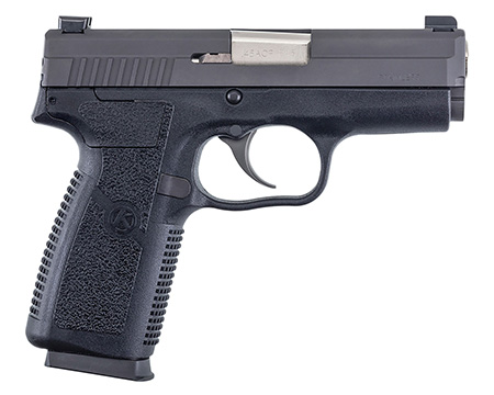 Kahr Arms KP4544N P *CA Compliant 45 ACP Caliber with 3.40" Barrel, 6+1 or 7+1 Capacity, Black Finish Frame, Serrated Matte Black Stainless Steel Slide, Textured Polymer Grip  &  TruGlo Night Sights