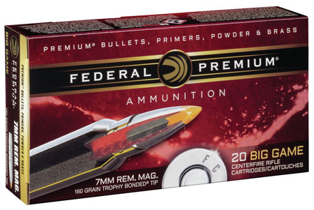 Federal PR7TT1 Premium  7mmRemMag 160gr Trophy Bonded Tip 20 Per Box/10 Case