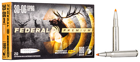 Federal P3006TT1 Premium  30-06Springfield 180gr Trophy Bonded Tip 20 Per Box/10 Case