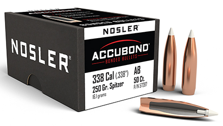 Nosler 57287 AccuBond  338Cal 250gr Spitzer Point 50/Box