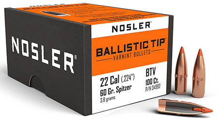 Nosler 34992 Ballistic Tip  22Cal 60gr Spitzer 100/Box