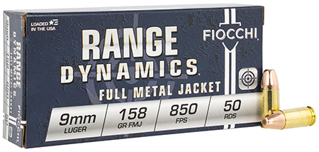 Fiocchi 9APE Range Dynamics  9mmLuger 158gr Full Metal Jacket 50 Per Box/20 Case