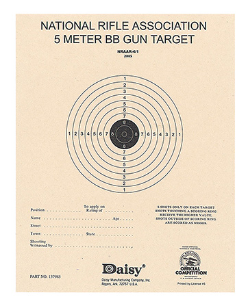 Daisy 408 NRA 5-Meter Target Air Rifle Bullseye Hanging Paper 5 Meters Air Rifle Black/White 50 Per Pkg