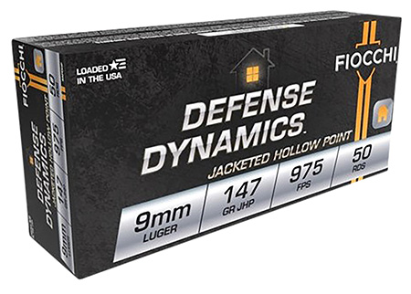 Fiocchi 9APDHP Defense Dynamics  9mmLuger 147gr Jacketed Hollow Point 50 Per Box/20 Case