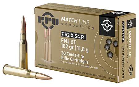 PPU PPM7 Match  7.62x54mmR 182gr Full Metal Jacket 20 Per Box/10 Case