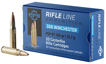 PPU PP3082 Standard Rifle  308Win 165gr Pointed Soft Point Boat Tail 20 Per Box/10 Case